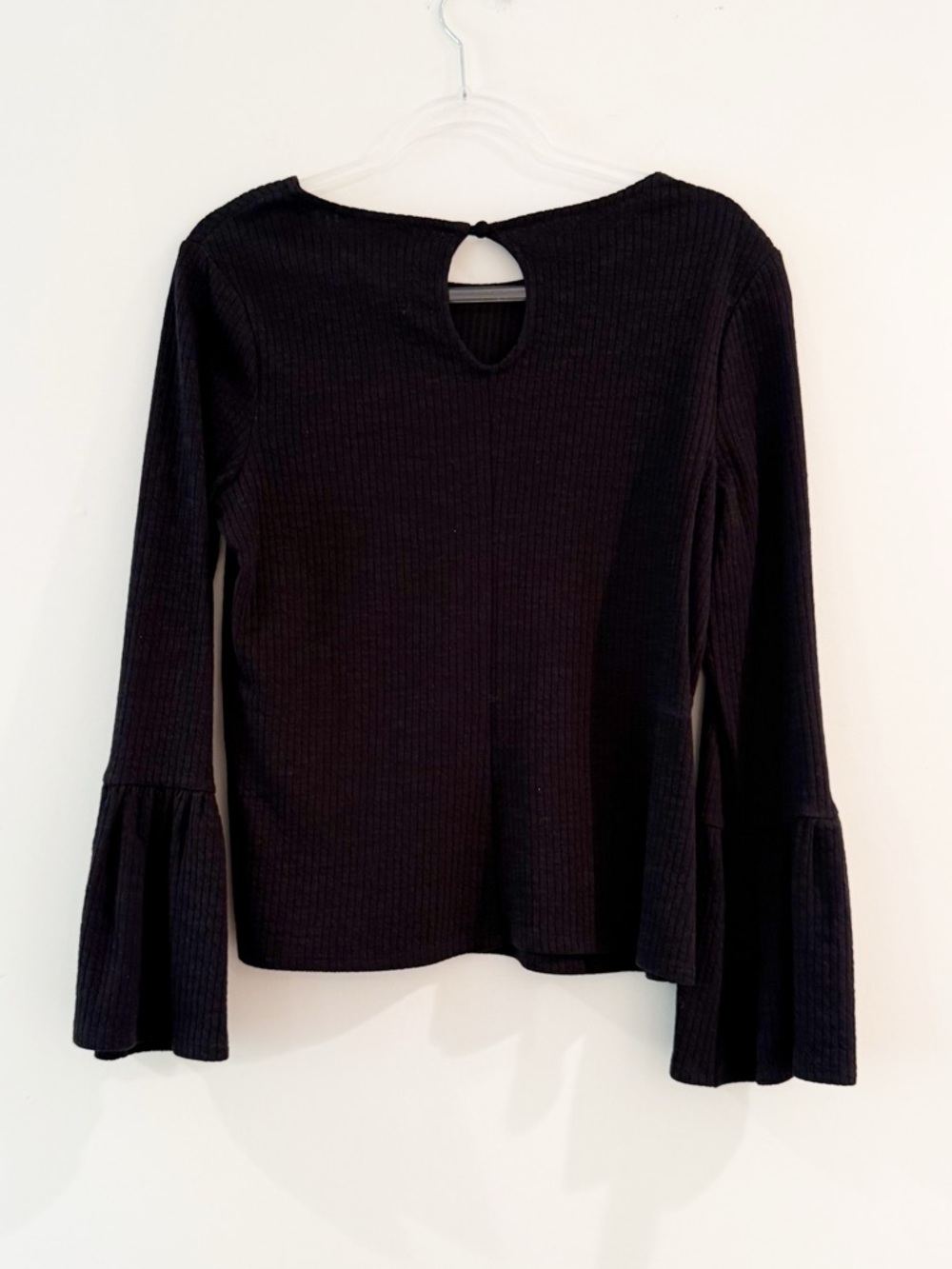 Anthropologie Porridge Joan Black Ribbed Bell Sleeve Top - Picture 5 of 8